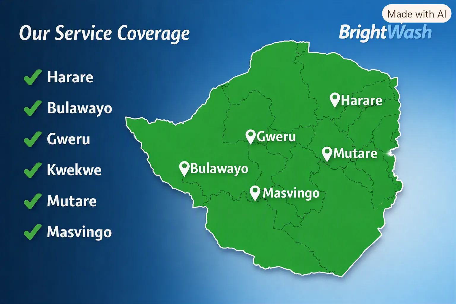 BrightWash Coverage Map of Zimbabwe